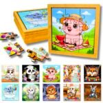 Kit 10 Quebra Cabeças Animais Brinquedo Infantil Colorido Educativo Madeira Mdf