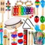 Brinquedo Educativo Percussão Camewin Kit Instrumentos Musicais 22 Peças